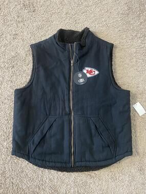 Kansas City Chiefs Vest Mens Large Black NFL Football Sherpa Lined Darius Rucker